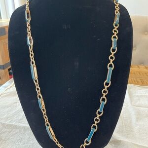 Coldwater Creek Gold and Blue Necklace with Timeless Chain Design